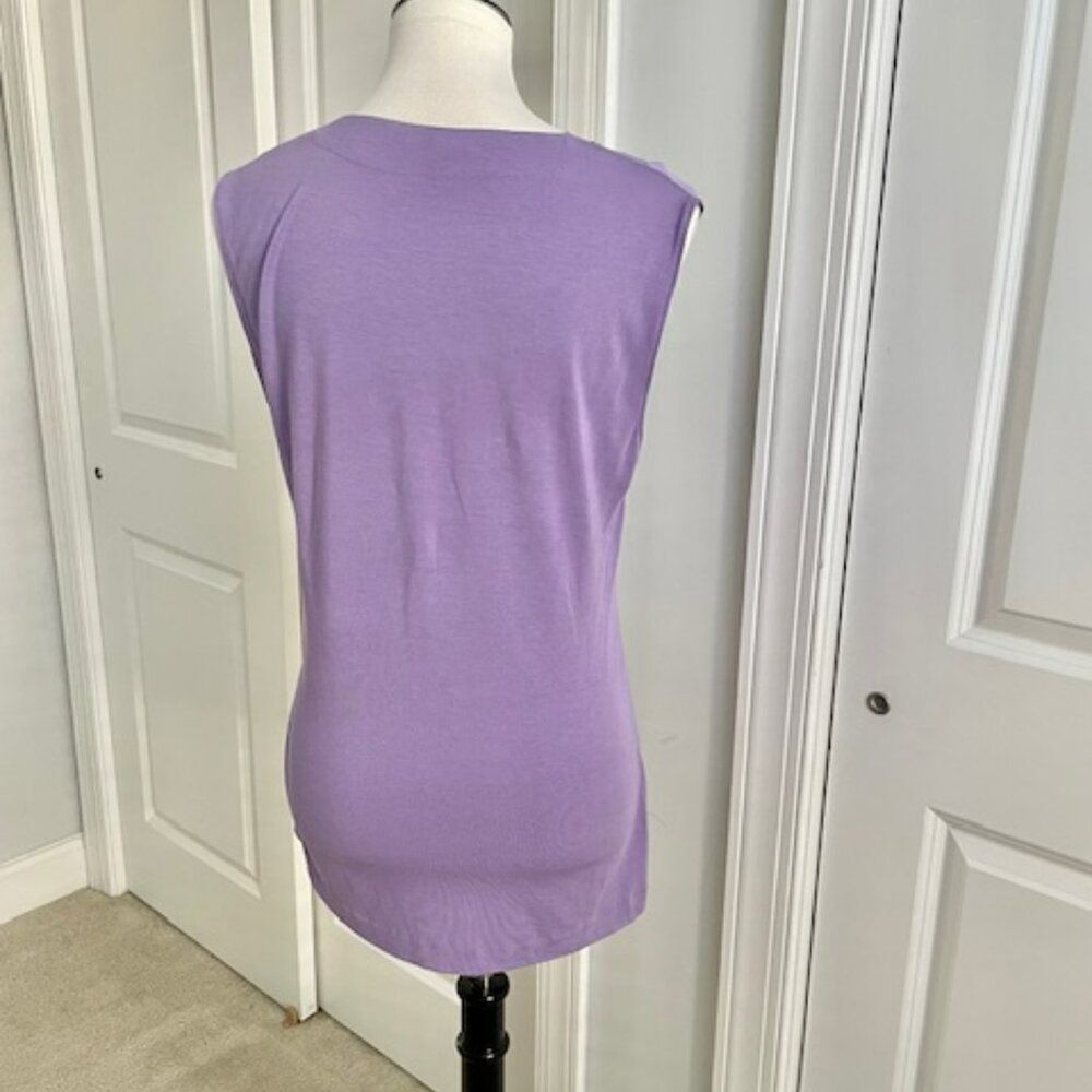 Kenneth Cole Purple V-Neck Twisted Tank Top Blouse Size Petite Large - Picture 3 of 4